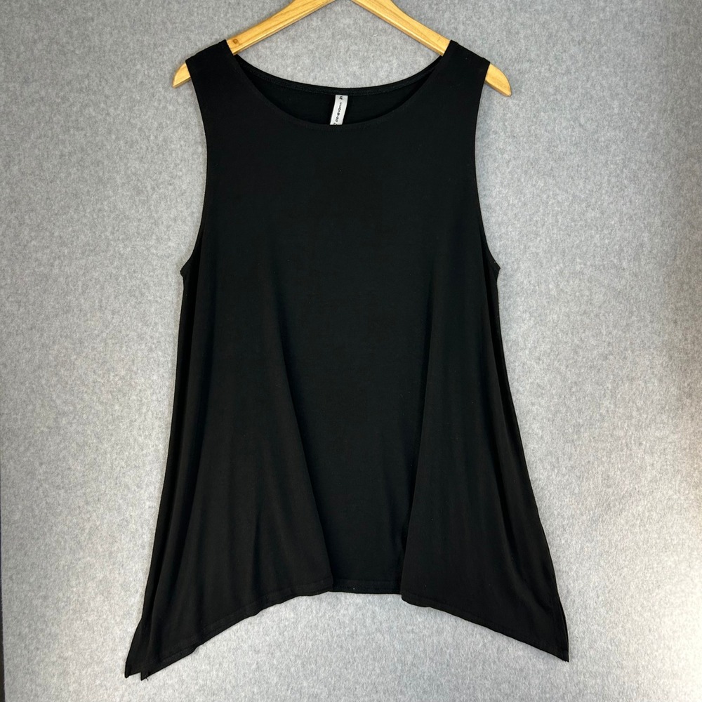 FH Clothing Co Black Tank Top Sleeveless Sharkbite Hem Casual Trapeze Size Large
